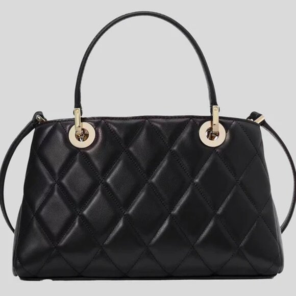 NWT ✅ Kate Spade CAREY ~ Small Quilted Sullivan Satchel K1489 ~ BLACK ✨ NWT - Picture 4 of 12